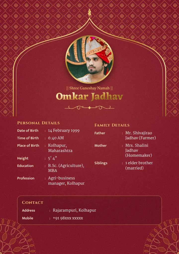 Maroon Mehrab marriage biodata design